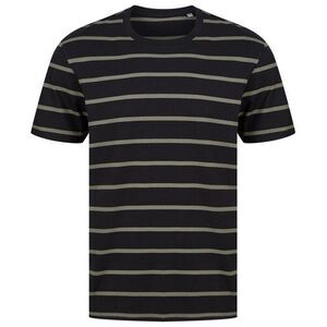 Front Row Mens Striped T-Shirt / Black/Khaki